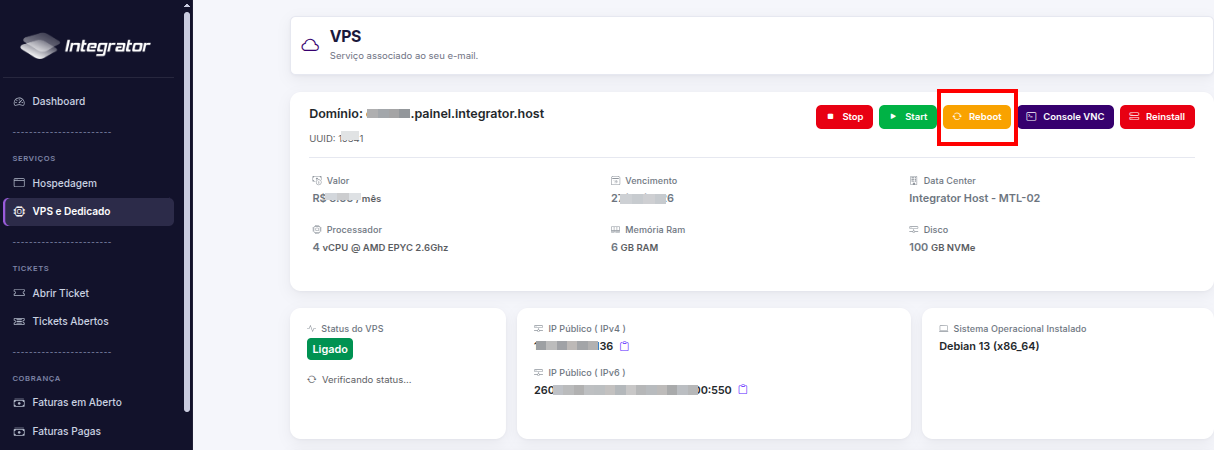 Reboot VPS
